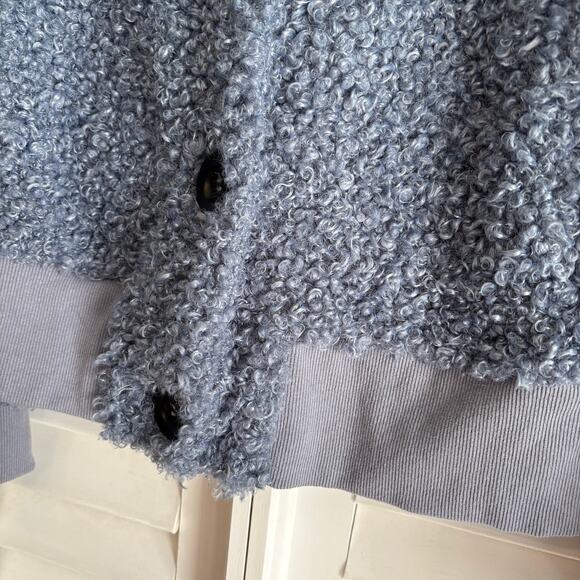 Primi Pale Blue Fuzzy Button Up Jacket Size 1X - Picture 3 of 7